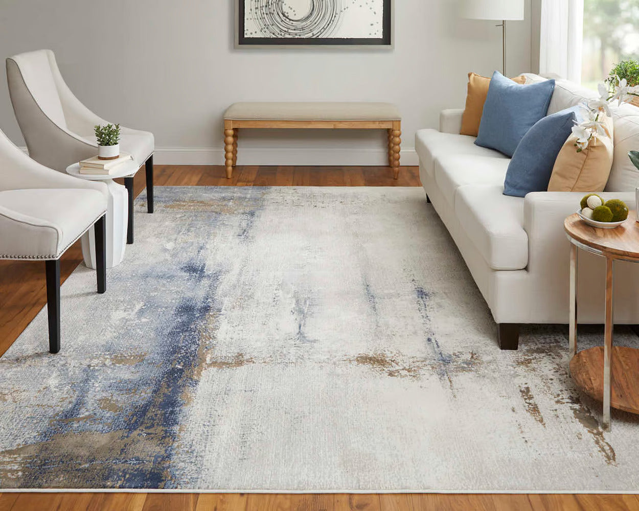 Terra Ivory Blue Rug