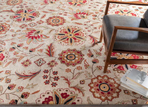 Athena Floral White and Red Rug