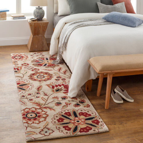 Athena Floral White and Red Rug
